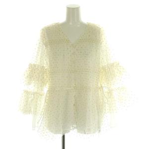 25SS フリルチュールブラウス ドット 長袖 2 ホワイト /HK OS