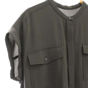 SHIPS any ジョーゼット プリーツワンピース ミモレ ロング フレンチスリーブ F グレー /AT OS