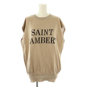 ジャガードフレンチニット カットソー プルオーバー ロゴ F モカベージュ 黒 /CX OS