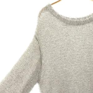 JUSGLITTY 25SS リボンフェザーニット セーター 長袖 2 グレー /NR OS