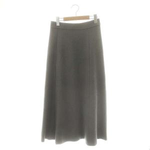 24AW smooth TOP ロングスカート フレア ニット コットン グレー /NR OS