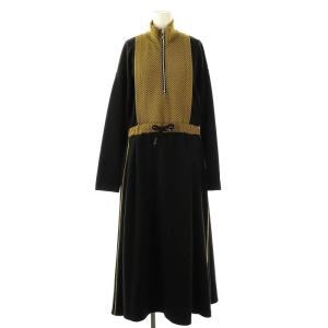 Bicolor Jersey Dress ワンピース 切替 ウール混 F 黒 黄色 /MI OS