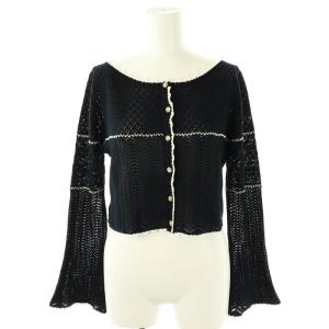 SNIDEL 25SS クロシェニットセットアップ カーディガン フレアスカート F 紺 白 /MI OS
