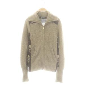 スカルジップアップニット ウール F グレージュ ブラウン /DO OS SH