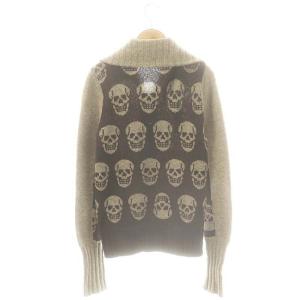 HYSTERIC GLAMOUR スカルジップアップニット ウール F グレージュ ブラウン /DO OS SH