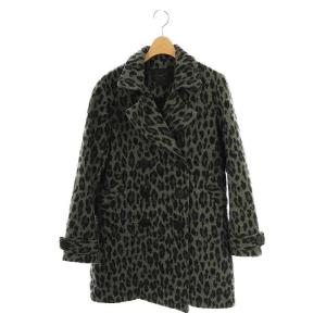 レオパード柄 Pコート ダブル ミドル丈 S グレー 黒 ブラック /AT OS SH