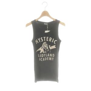 LADY LAND ACADEMY プリント タンクトップ Uネック F 黒 ブラック /AT OS