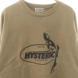 HYSTERIC GLAMOUR WOMAN GUN OVAL FRAMEスウェット トレーナー クルーネック F ベージュ /AT OS