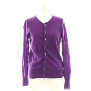 カシミヤカーディガン ニット クルーネック 紫 パープル /AT OS SH