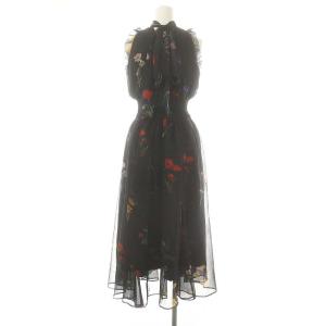 SNIDEL 25SS バックリボンシフォンワンピース 0 ネイビー マルチカラー