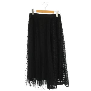 モールチュールスカート ロング プリーツ 36 ブラック /HK OS