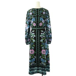 GRACE CONTINENTAL 23SS フラワーパターンプリントワンピース 長袖 ロング 36 黒 マルチカラー /NR OS