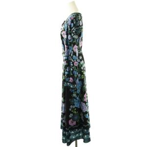 GRACE CONTINENTAL 23SS フラワーパターンプリントワンピース 長袖 ロング 36 黒 マルチカラー /NR OS