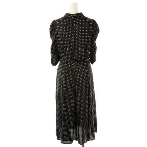 ANAYI 23SS ピンドットプリントワンピース ベルト付き 36 黒 白 ピンク /MI OS