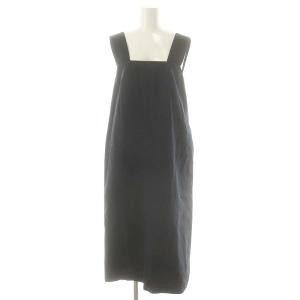 COTTON LINEN SILK POPLIN ワンピース ジャンパースカート リネン混 2 ネイビー