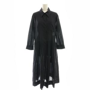 WASHED COTTON ONE PIECE ワンピース ミモレ ロング 七分袖 1 紺 ネイビー /AT