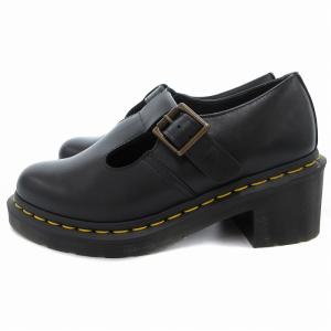 Dr.Martens POLLEY T BAR レザーシューズ ローファー モンク イエローステッチ 36 黒 ブラック /JS