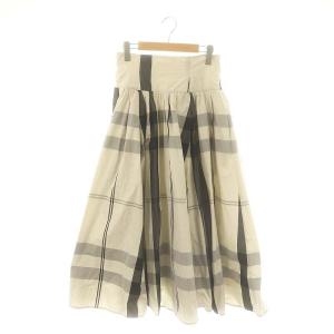 チェックタックギャザースカート フレア ロング 2 アイボリー ブラック /DF OS