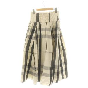 JUSGLITTY チェックタックギャザースカート フレア ロング 2 アイボリー ブラック /DF OS