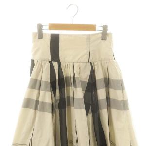 JUSGLITTY チェックタックギャザースカート フレア ロング 2 アイボリー ブラック /DF OS