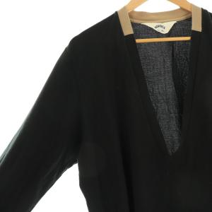 SUNSEA DEEP VPOLO SWEATER プルオーバー カットソー 長袖 コットン 3 黒 /NR OS