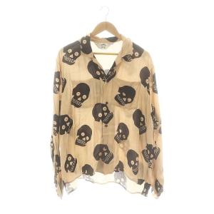 スカルプリントシャツ 長袖 3 ベージュ /AT OS