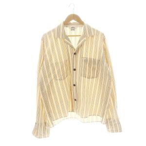 SUNSEA パジャマジゴロシャツ パンツ セットアップ 上下 シャツ ストライプ 3 ベージュ 白 ホワイト /AT