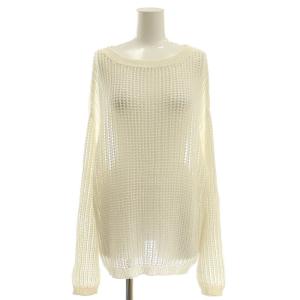 メッシュプルオーバー ニット セーター 長袖 F 白 ホワイト /AT OS