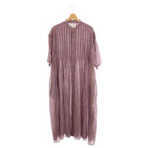 半袖 ワンピース ロング チェック 2 パープル /DF OS