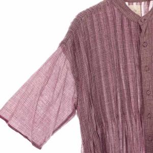 maison de soil 半袖 ワンピース ロング チェック 2 パープル /DF OS