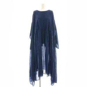 ピンタック ギャザー ワンピース ロング 2 ブルー /DF OS