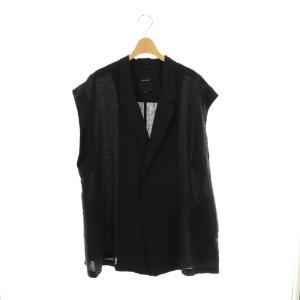 ジレ ベスト リネン混 36 ブラック /DF OS