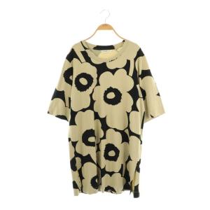 COUR UNIKKO チュニック カットソー 七分袖 M ベージュ ブラック /DF OS