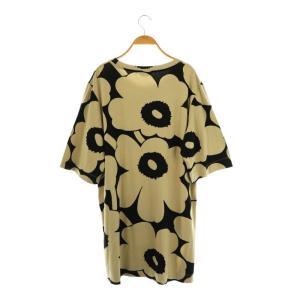 marimekko COUR UNIKKO チュニック カットソー 七分袖 M ベージュ ブラック /DF OS