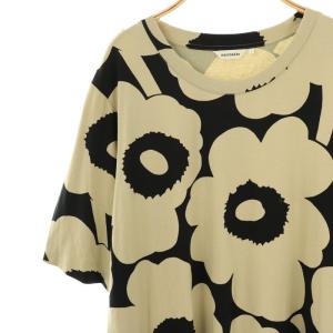 marimekko COUR UNIKKO チュニック カットソー 七分袖 M ベージュ ブラック /DF OS