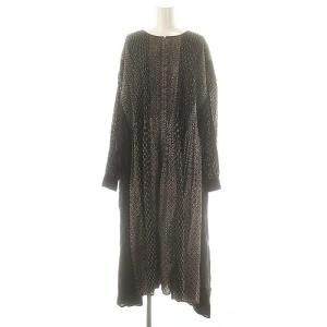 総柄 ピンタック ギャザー ワンピース 2 黒 ベージュ /MI OS