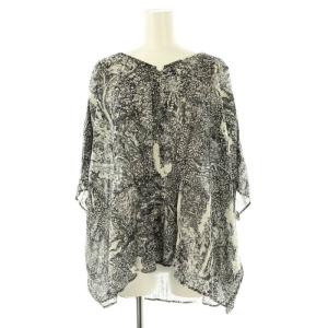 pas de calais 総柄 ブラウス パンツ セットアップ 上下 36 黒 ブラック /AT OS