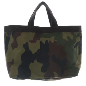 Hervé Chapelier カモフラージュ コーデュラスクエアトートB5 ハンドバッグ カーキ 緑 704W /SR30