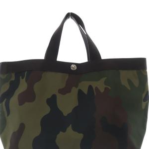 Hervé Chapelier カモフラージュ コーデュラスクエアトートB5 ハンドバッグ カーキ 緑 704W /SR30