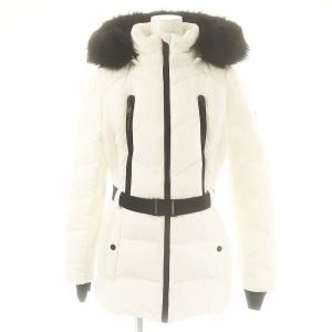 フェイクファー 中綿コート フード ベルト付き XS 白 黒 /MI OS