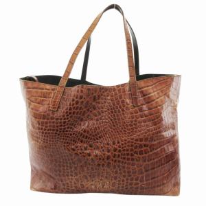 Felisi トートバッグ ロゴ パッチ 型押しレザー 茶 ブラウン /HO
