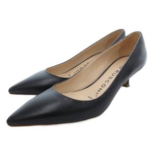 パンプス ポインテッドトゥ レザー 37 黒 ブラック /JS