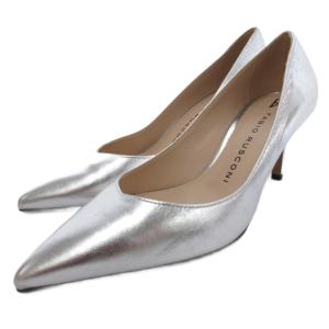 パンプス ポインテッドトゥ レザー 37 シルバーカラー /JS