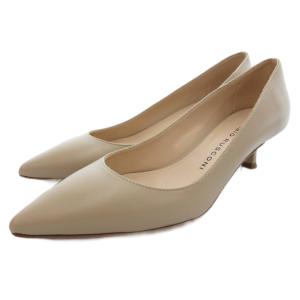 パンプス ポインテッドトゥ レザー 37 ベージュ /JS