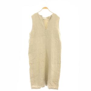 リネンボックスワンピース ロング ノースリーブ F ベージュ /HK OS