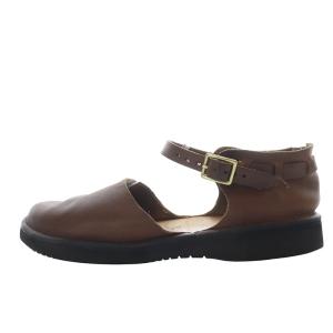 Mary Jane サンダル フラット ストラップ レザー 7C ブラウン /YO7