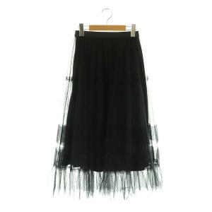 24AW チュールティアードギャザー スカート フレア インナー付き 34 黒 /MI OS