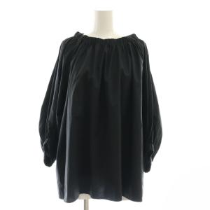 アパルトモン ポリエステルコットンギャザーブラウス 黒 /MI OS