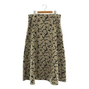 × setsuko sagittaire フラワープリントフレアースカート 6 ブラック ライトベージュ