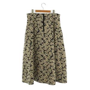 KUMIKYOKU 組曲 × setsuko sagittaire フラワープリントフレアースカート 6 ブラック ライトベージュ